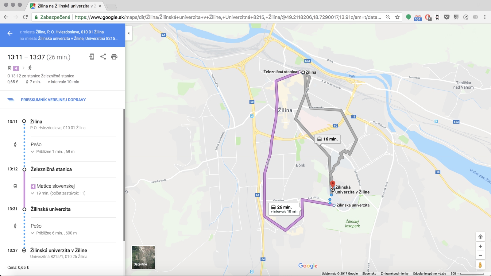 Google Maps MHD