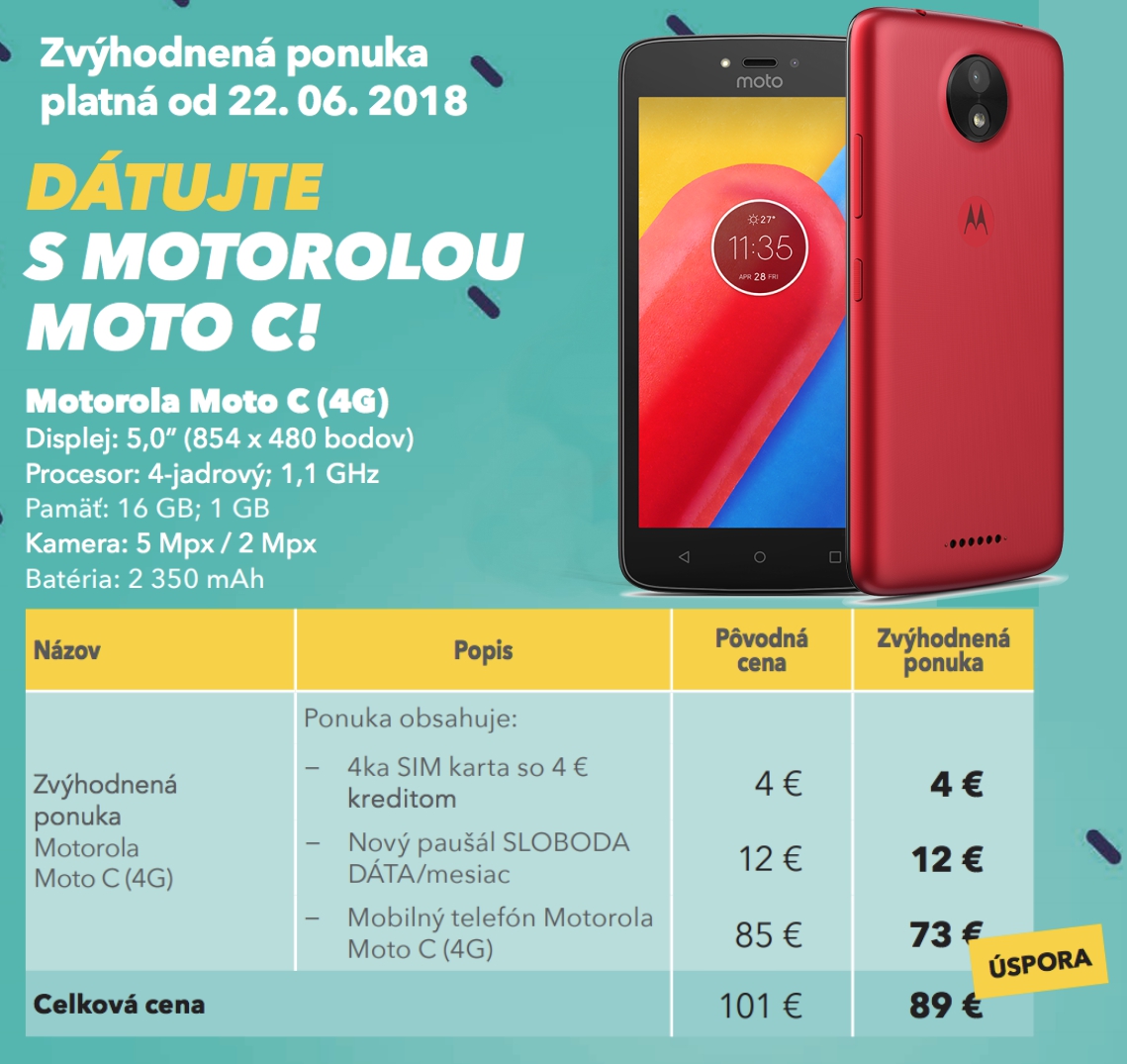 Moto C a dátový paušál od 4ky