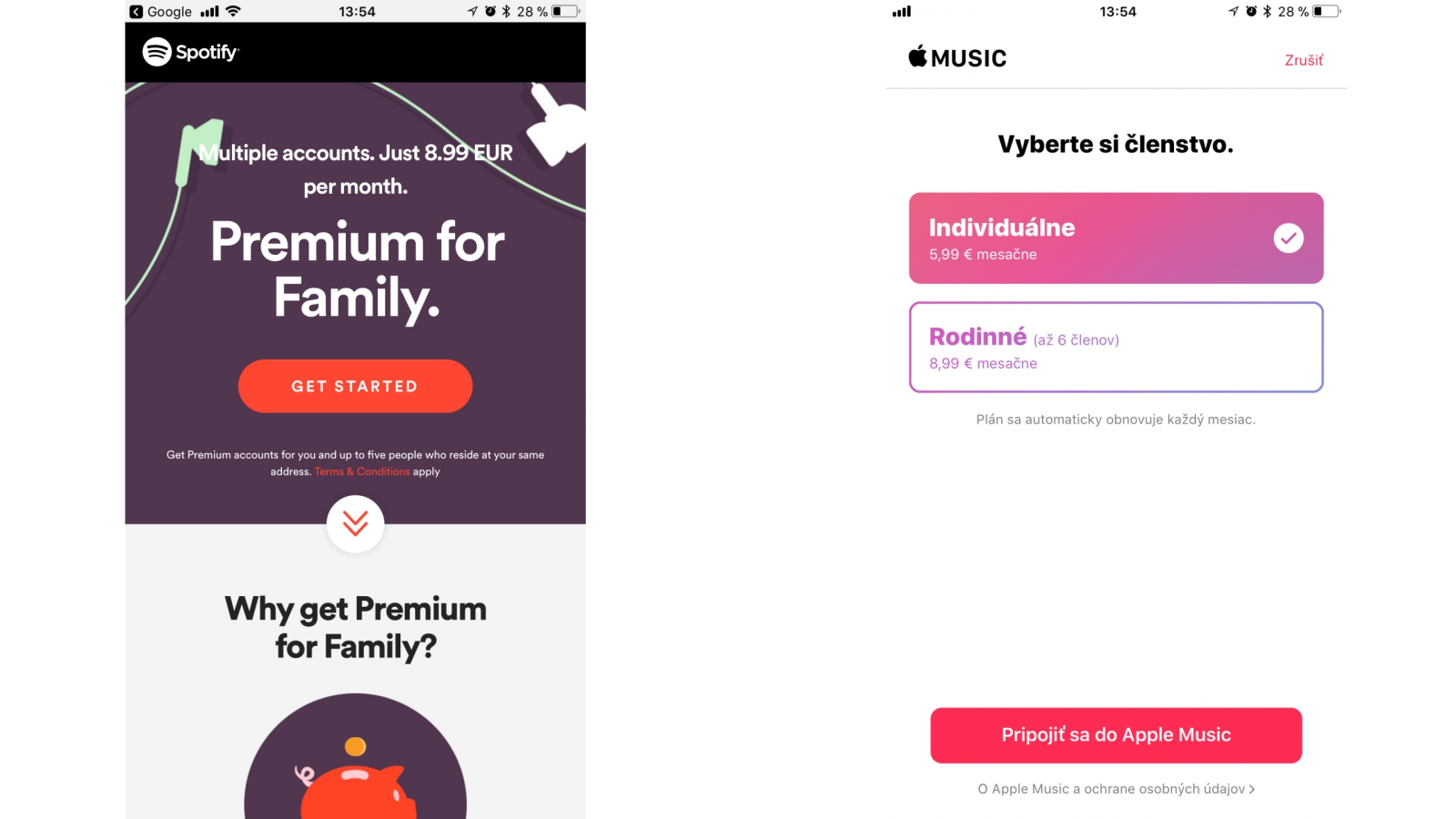 predplatne spotify a apple music