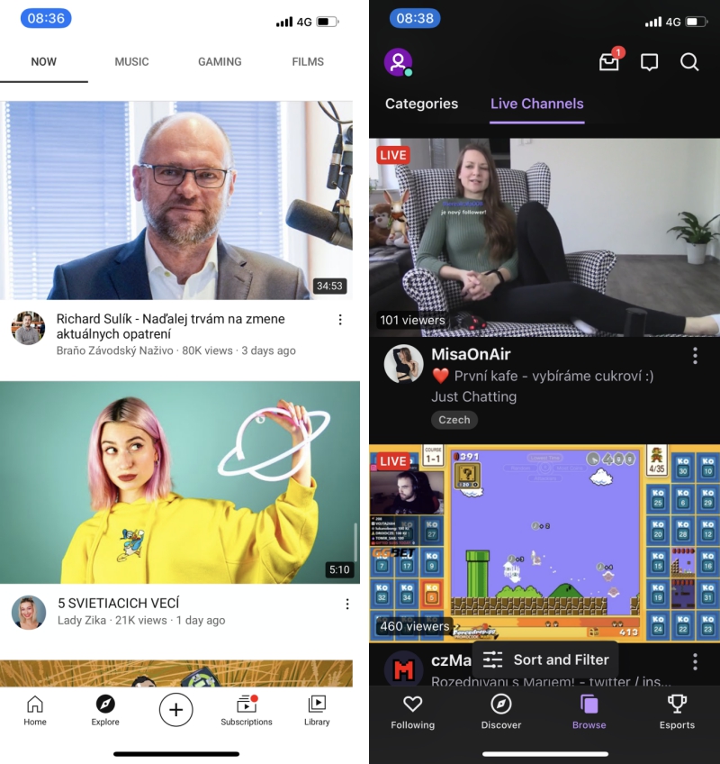 YouTube a Twitch