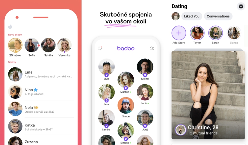 Zoznamovacie aplikácie - Tinder, Badoo, Facebook Dating