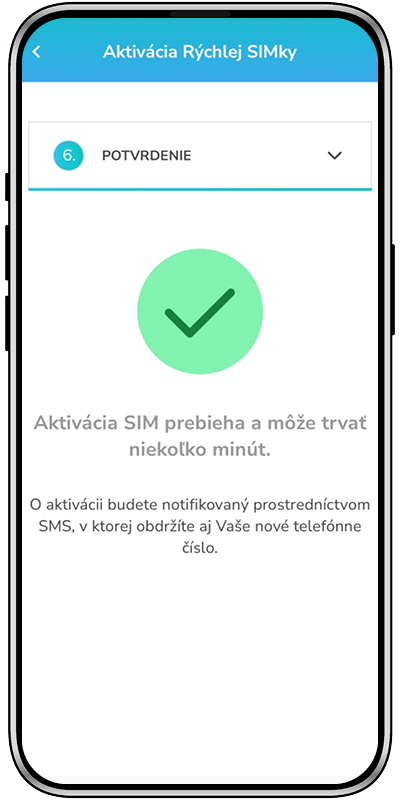 Obrázok 6. Ak prebehlo všetko správne, začne sa aktivácia Rýchlej SIMky